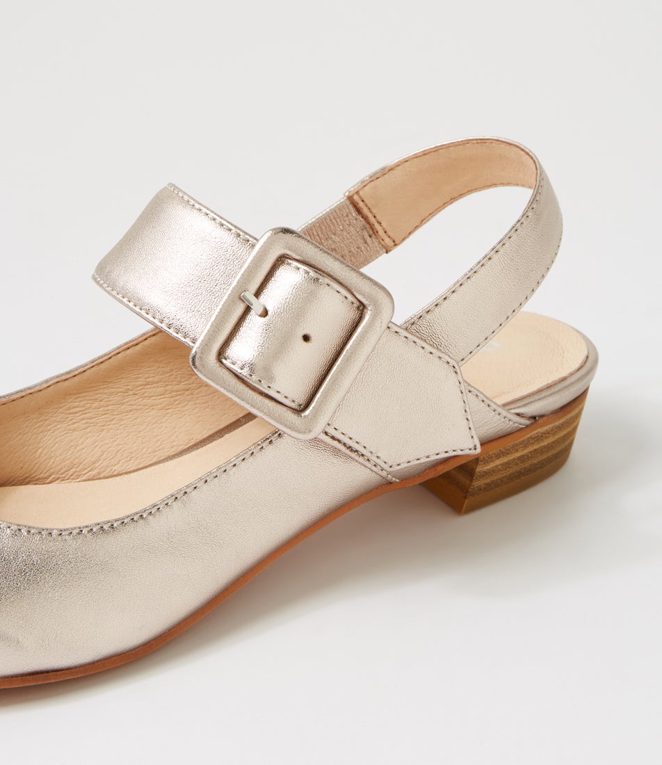 Eartha Platino Leather Flat Shoes