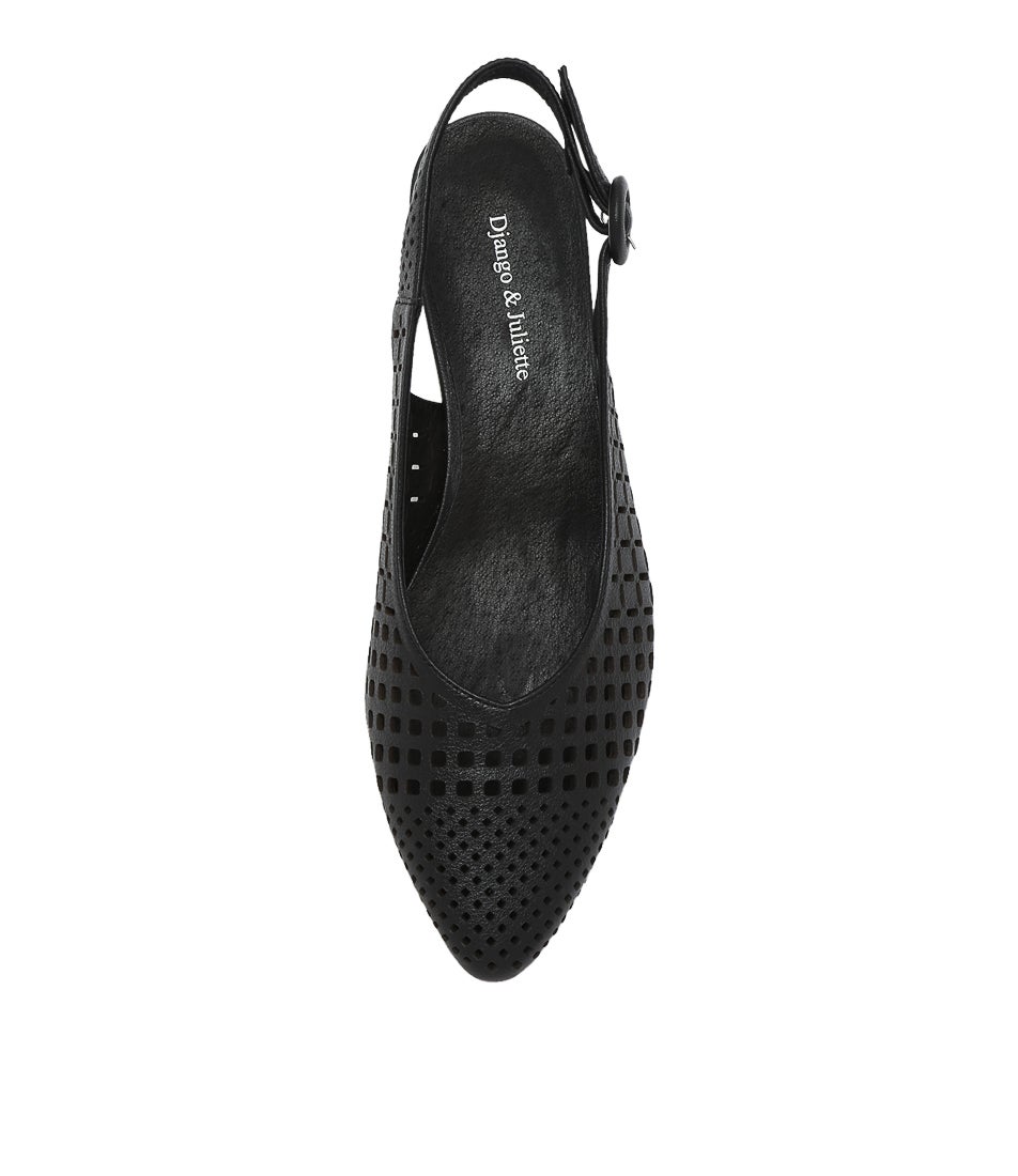 Fabbi Black Leather Flat Shoes