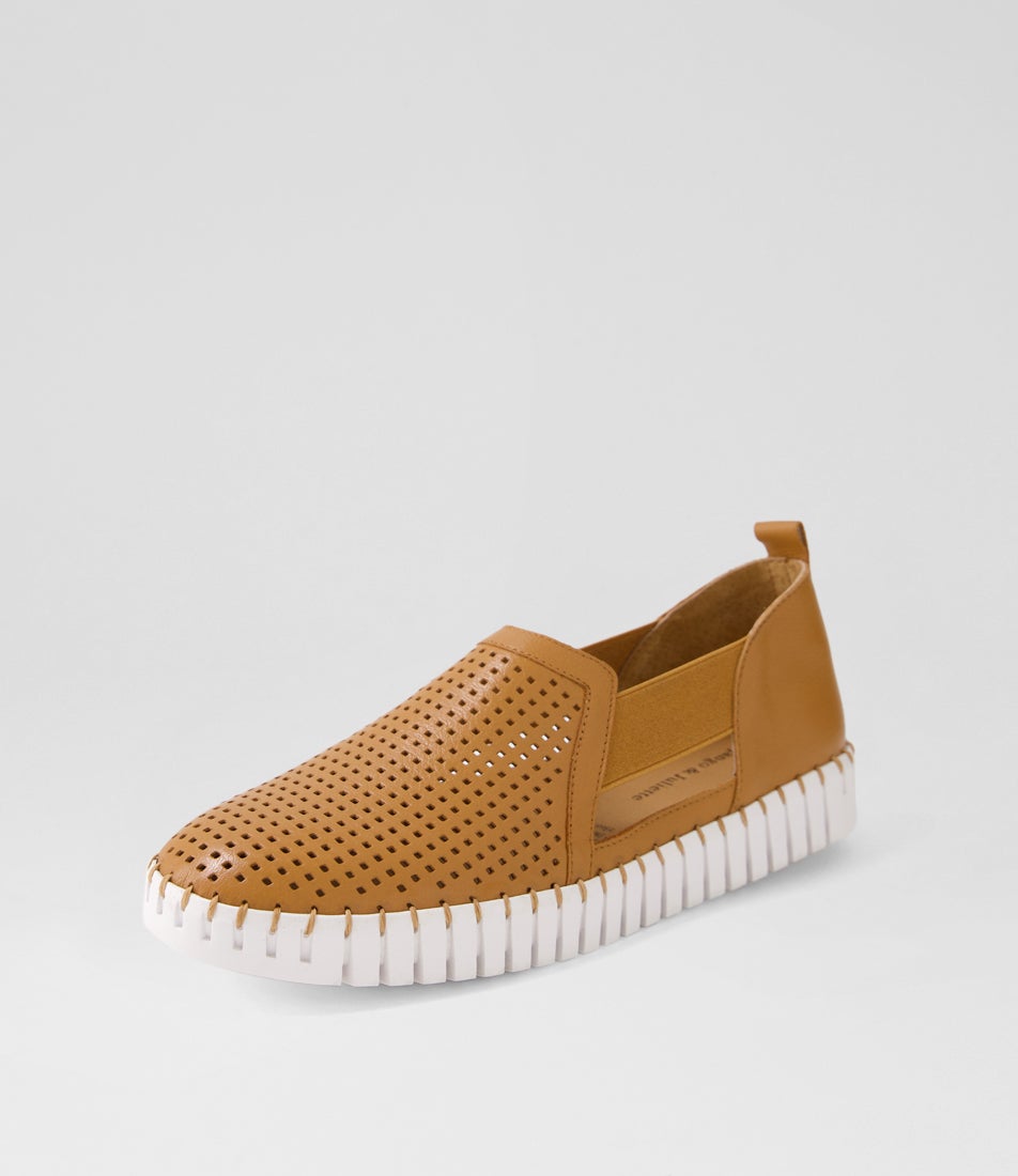Habiki Dark Tan White Leather Sneakers
