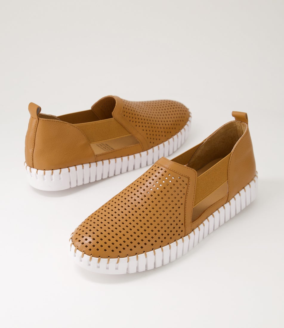 Habiki Dark Tan White Leather Sneakers