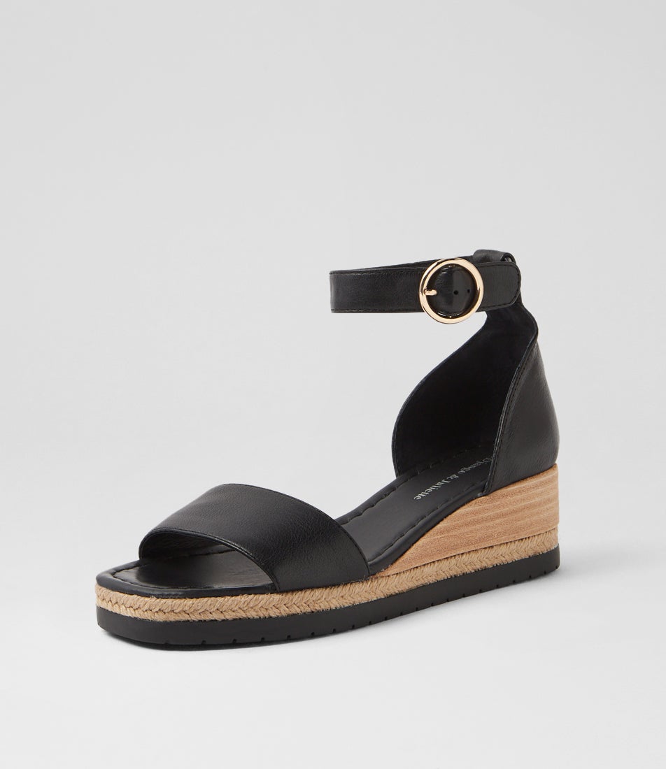 Idola Black Leather Sandals