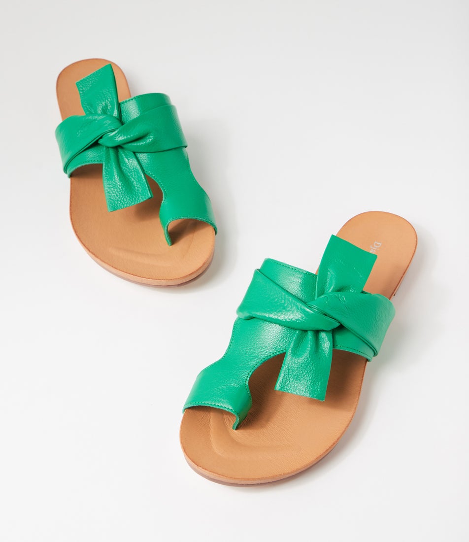 Jacona Bright Emerald Leather Slides