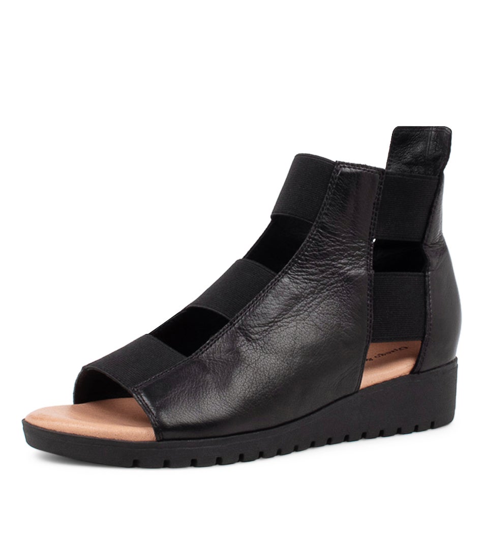 Macaron Black Leather Sandals Bs