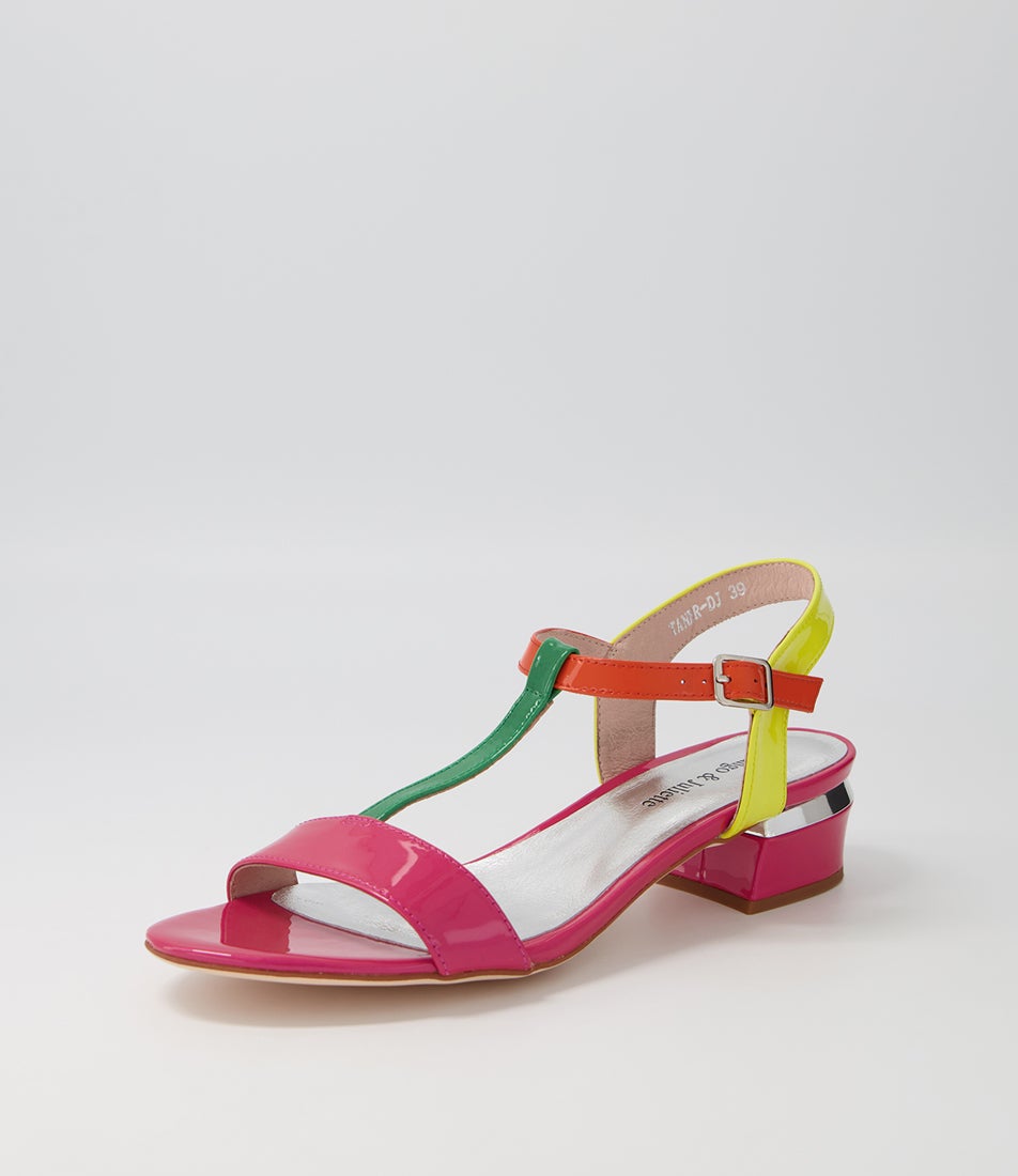 Taner Fuchsia Emerald Patent Multi Sandals