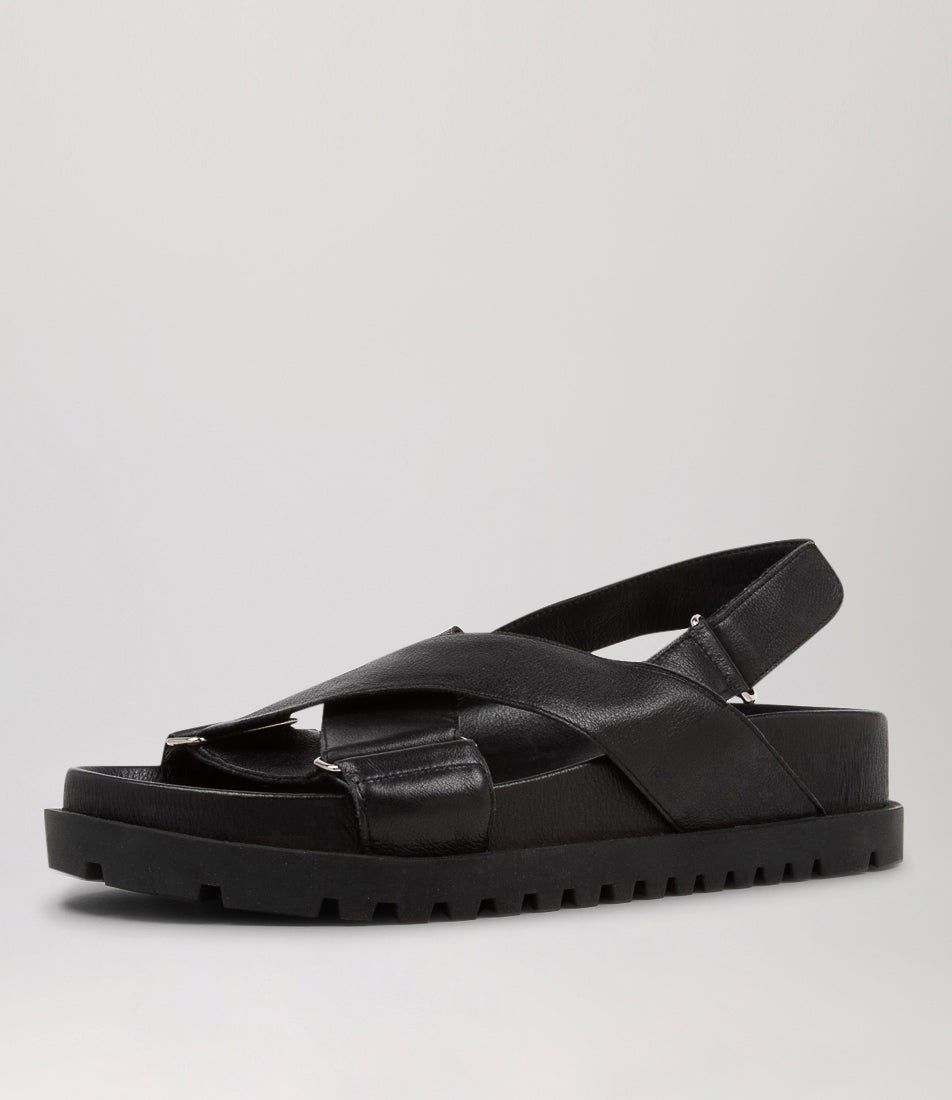 Ubari Black Leather Sandals