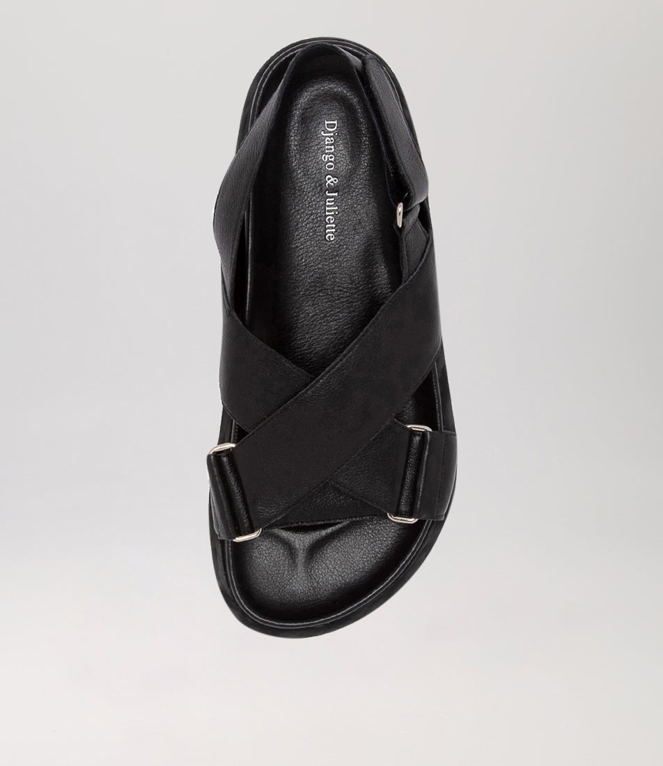Ubari Black Leather Sandals