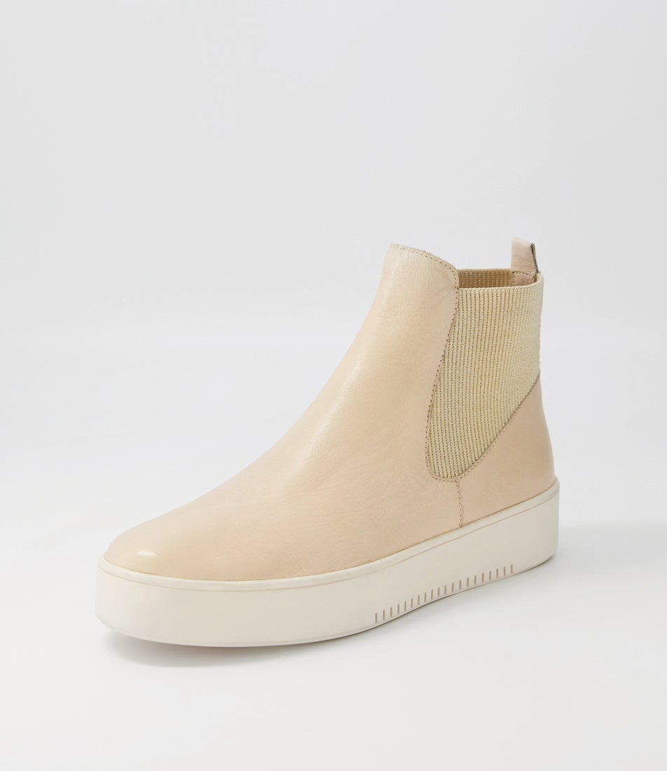 Luddey Camel Leather Elastic Ankle Boots