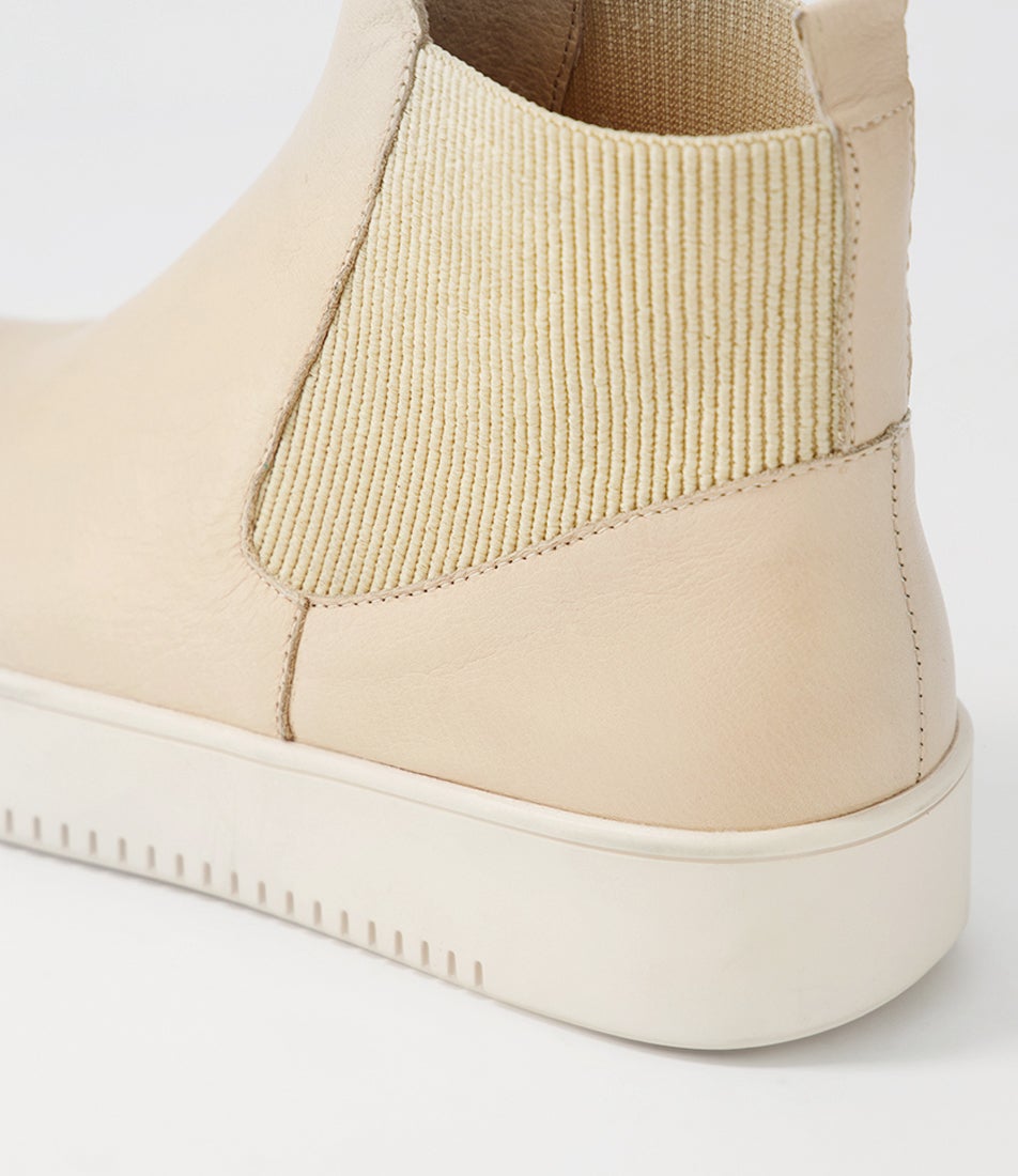 Luddey Camel Leather Elastic Ankle Boots