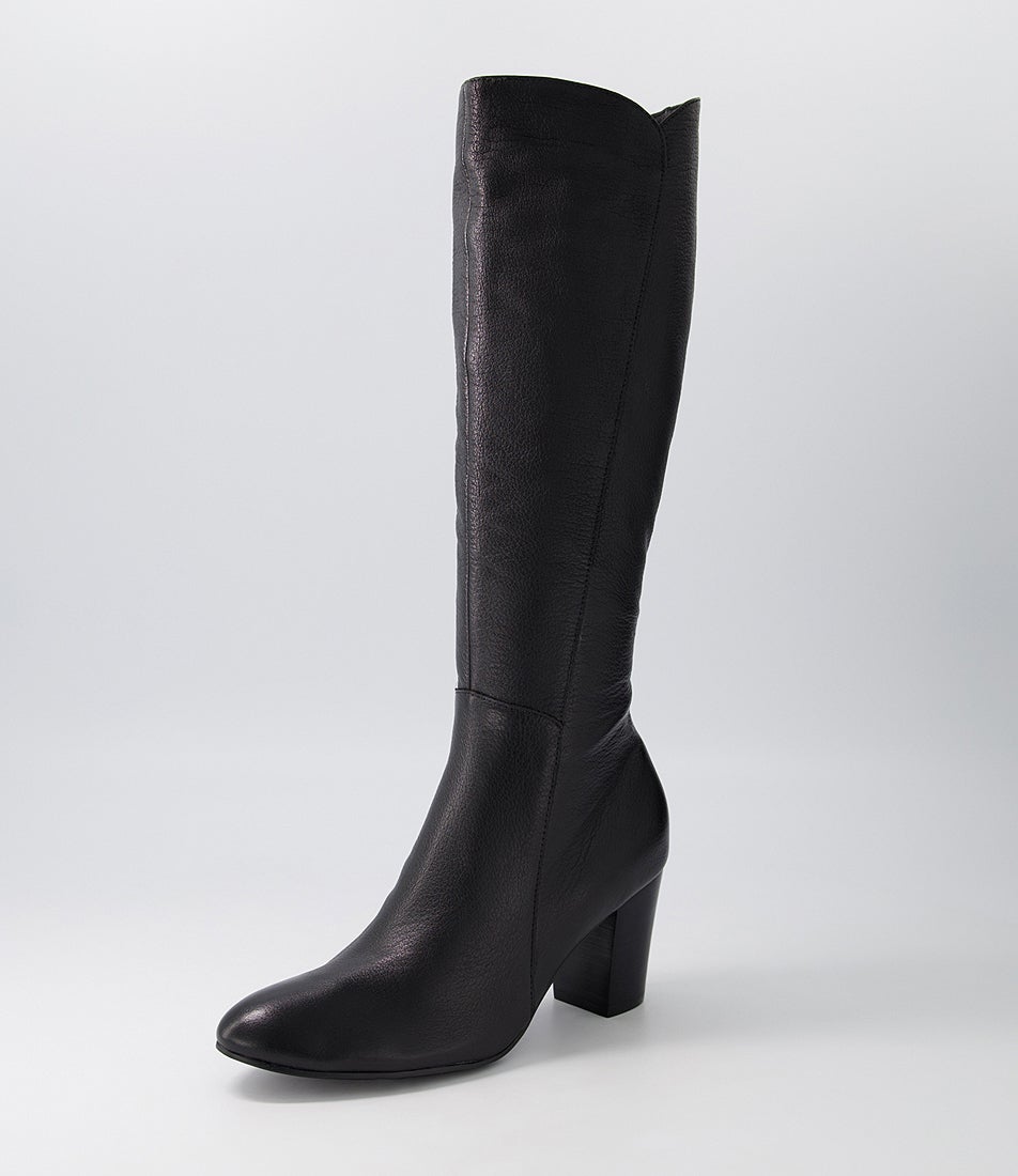 Lonson Black Leather Knee High Boots