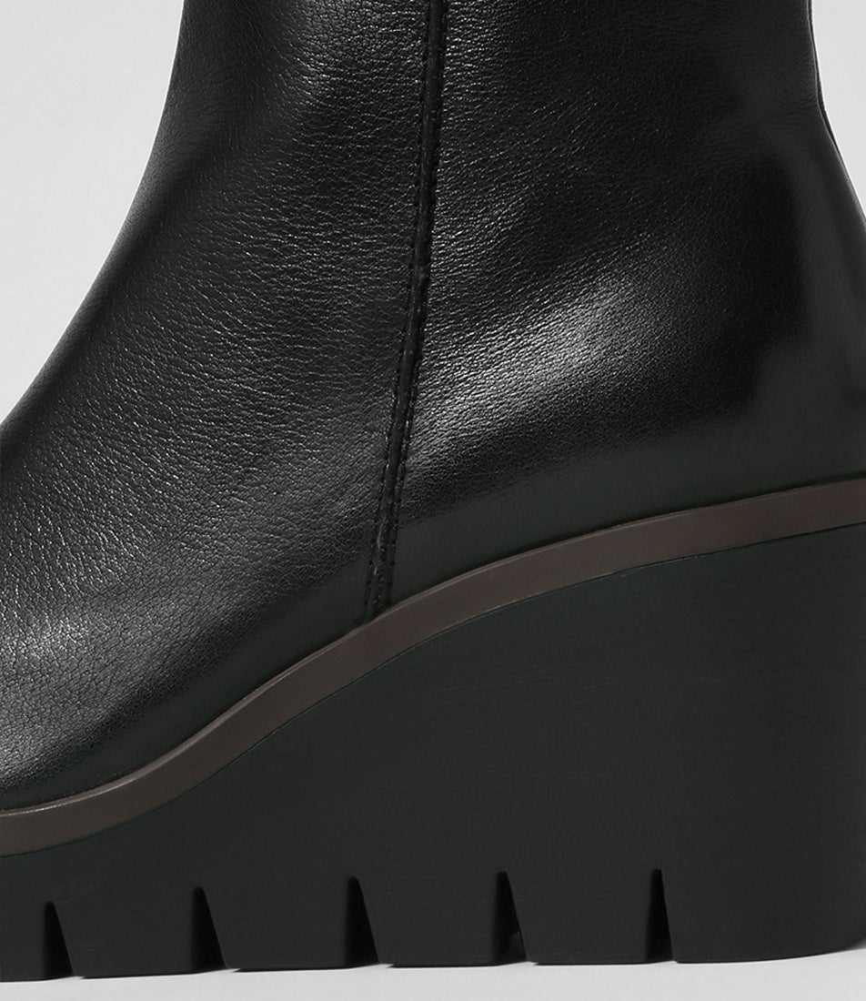 Nish Black Leather Ankle Boots