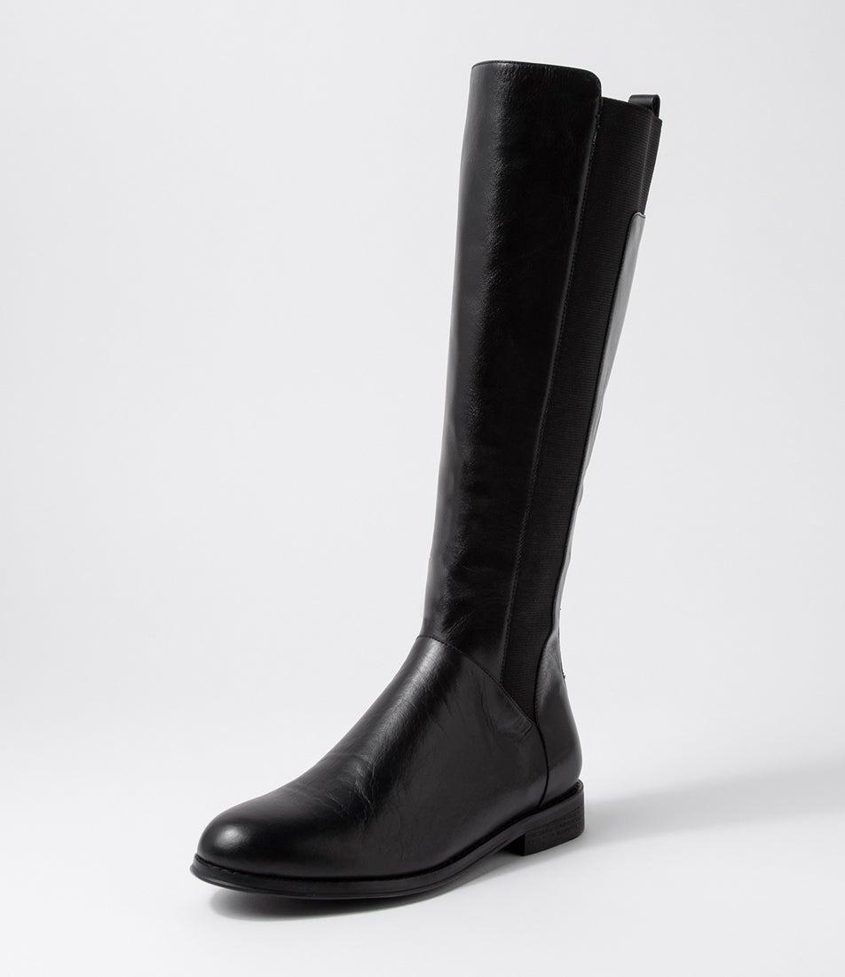 Youss Black Leather Knee High Boots