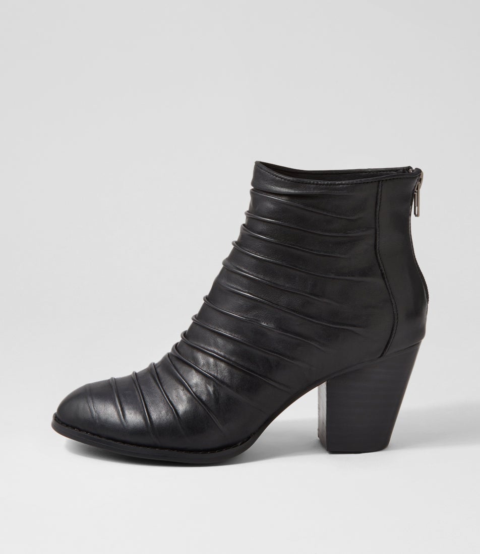 Roxey Black Leather Ankle Boots
