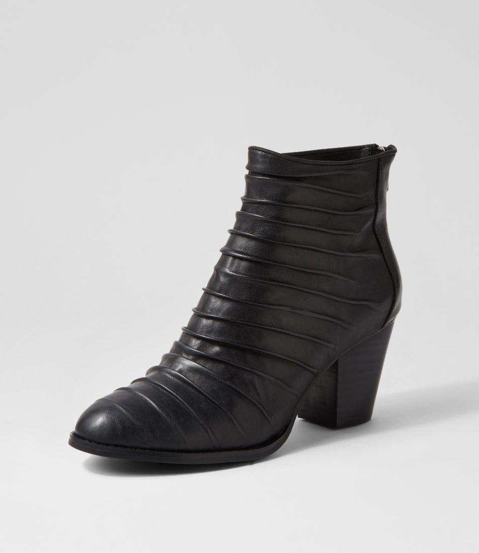 Roxey Black Leather Ankle Boots