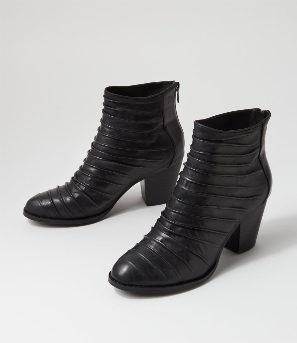 Roxey Black Leather Ankle Boots