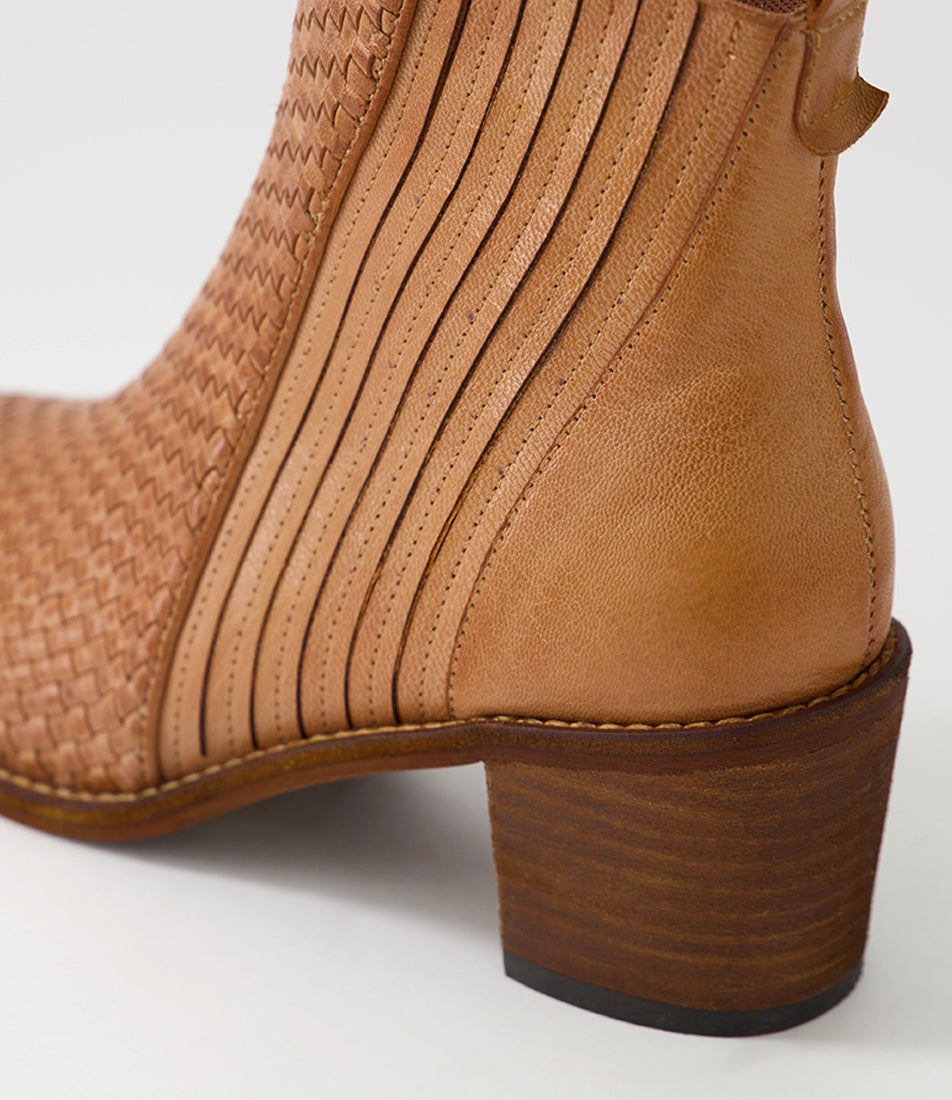 Welstone Camel Weave Leather Chelsea Boots