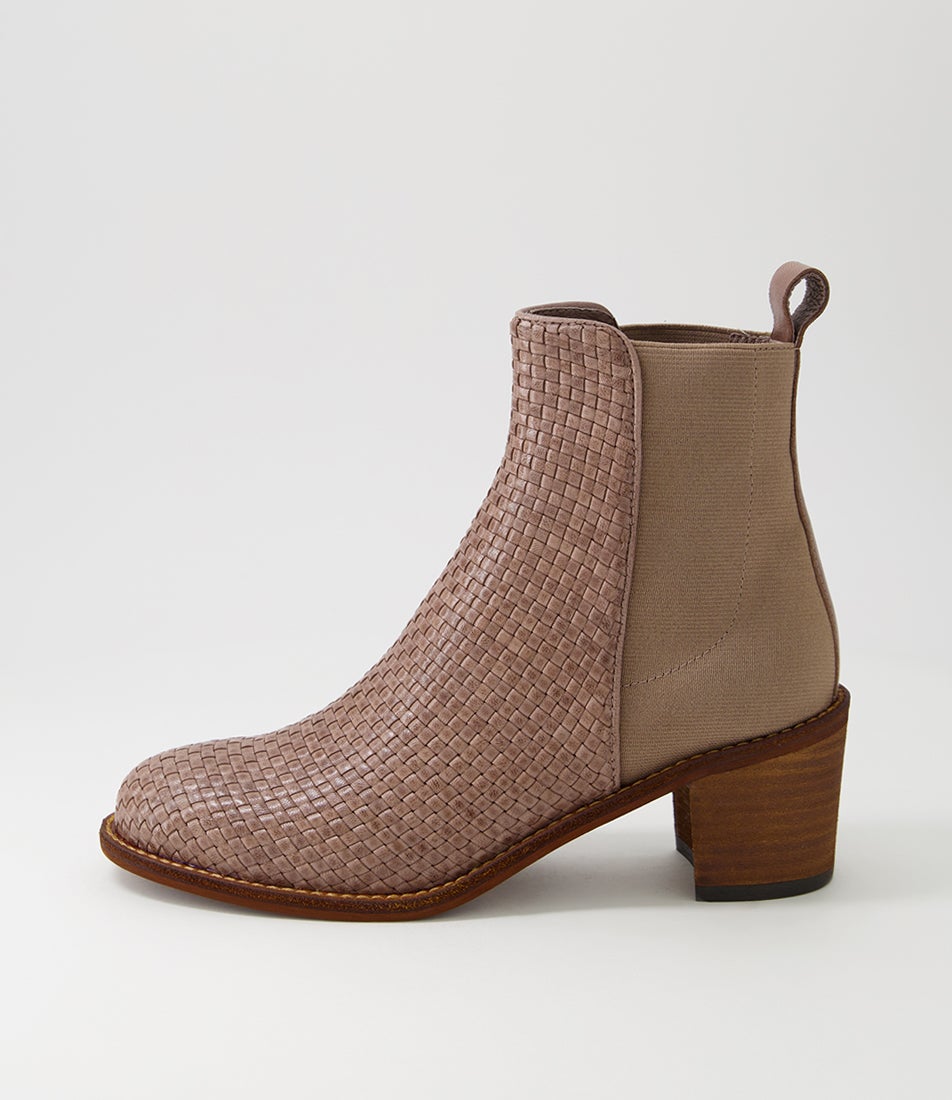 Werson Taupe Weave Leather Ankle Boots