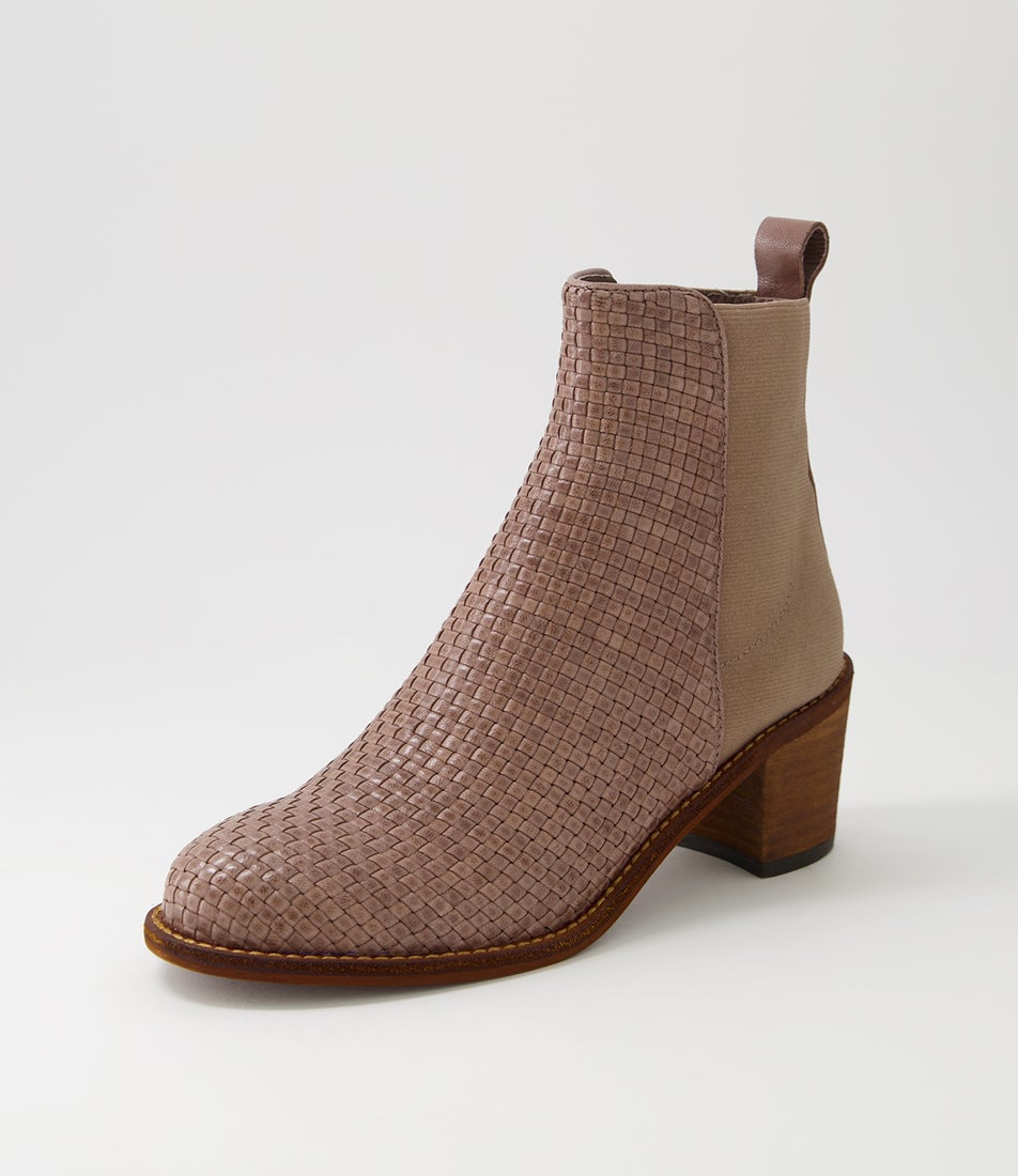 Werson Taupe Weave Leather Ankle Boots