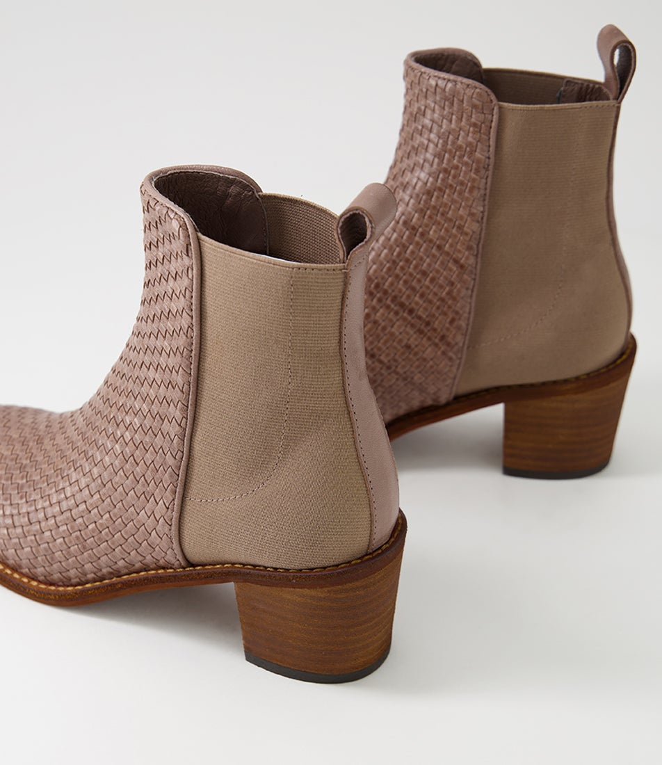 Werson Taupe Weave Leather Ankle Boots
