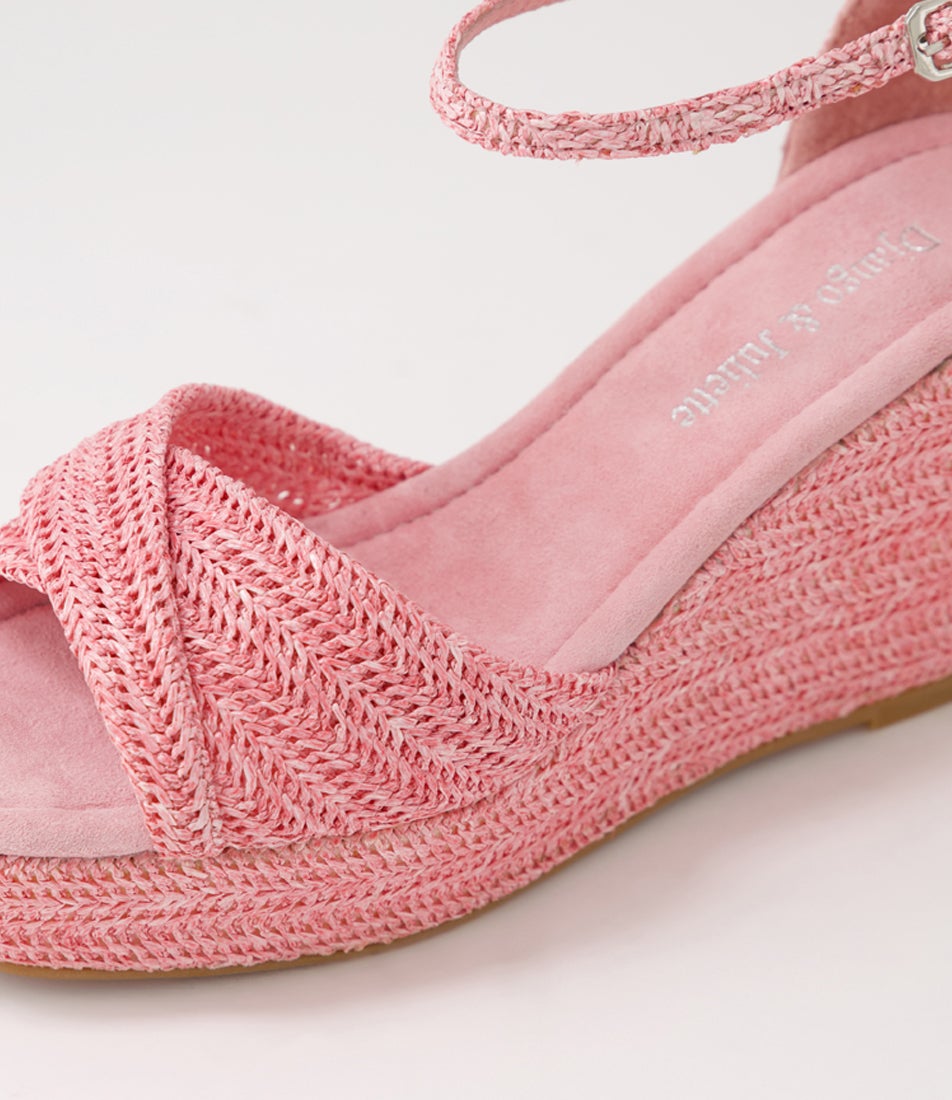 Cotton Pink Synthetic Raffia Sandals