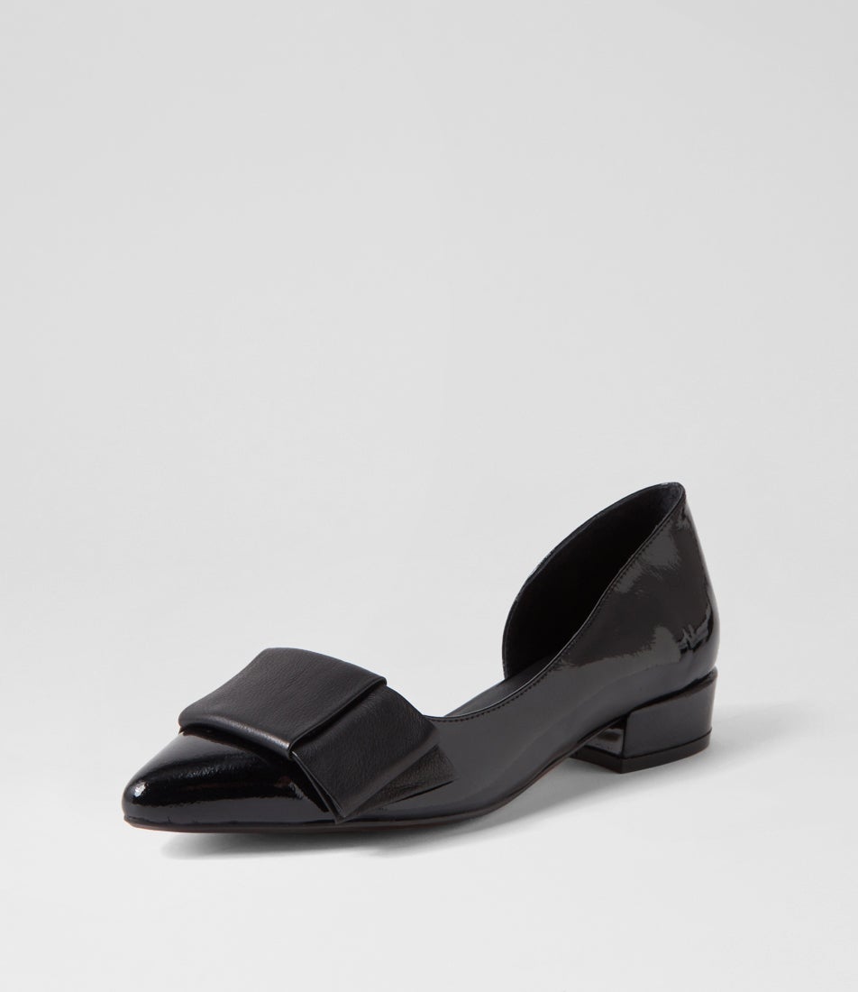 Etha Black Patent Leather Flat Shoes