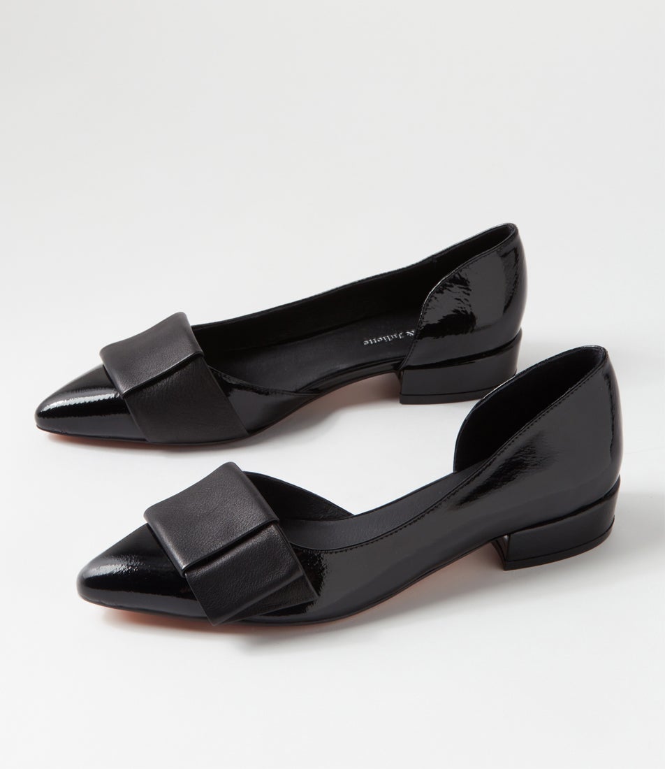 Etha Black Patent Leather Flat Shoes