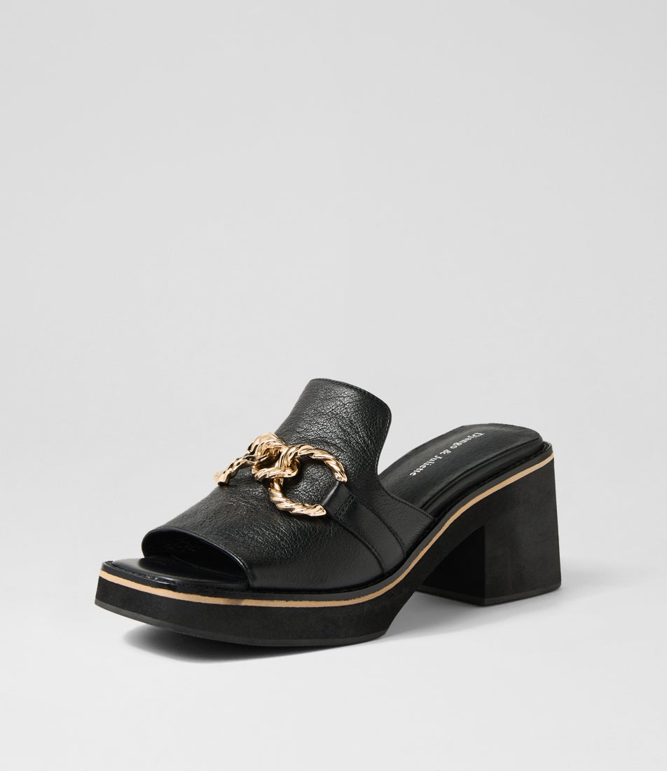 Jamms Black Leather Mules
