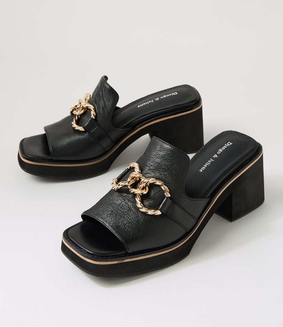 Jamms Black Leather Mules