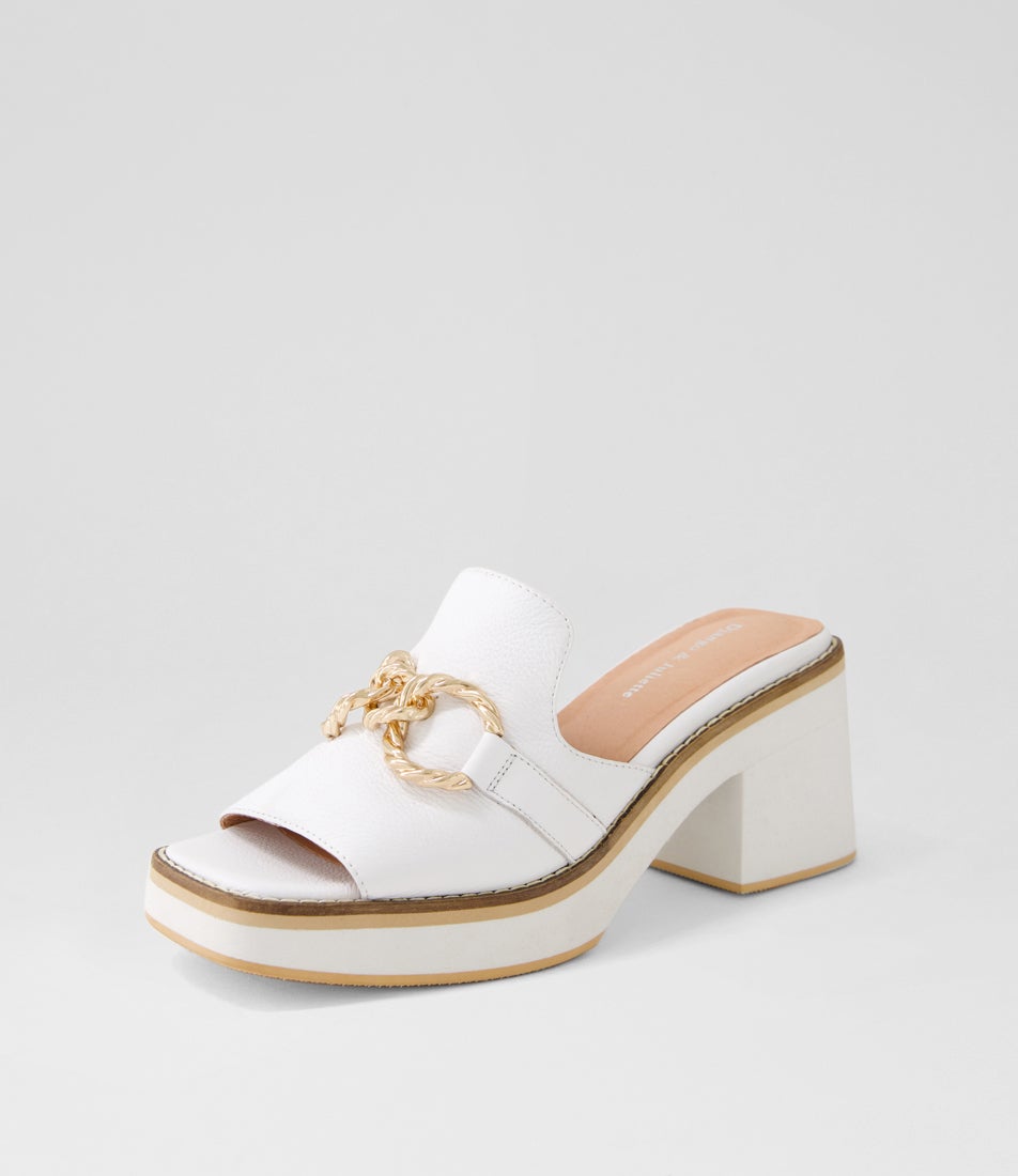 Jamms White Leather Mules