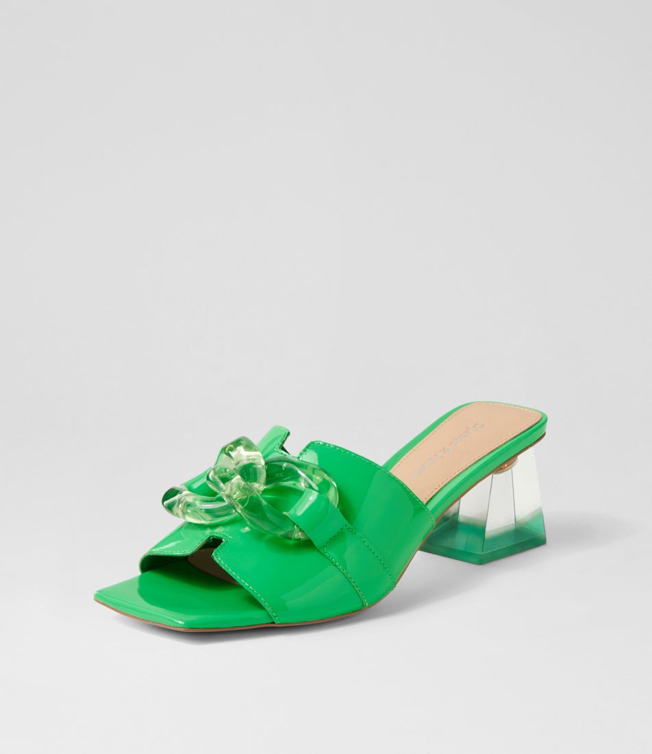 Rulie Lime Patent Leather Mules