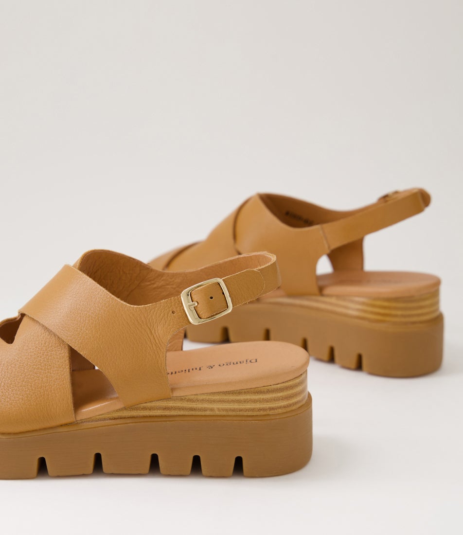 Riku Dark Tan Toffee Leather Sandals