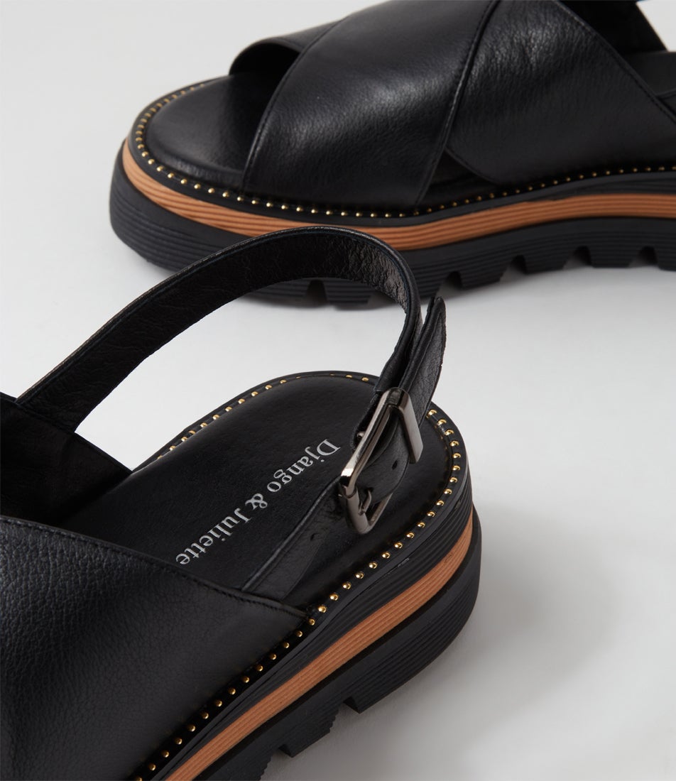 Sasi Black Leather Sandals