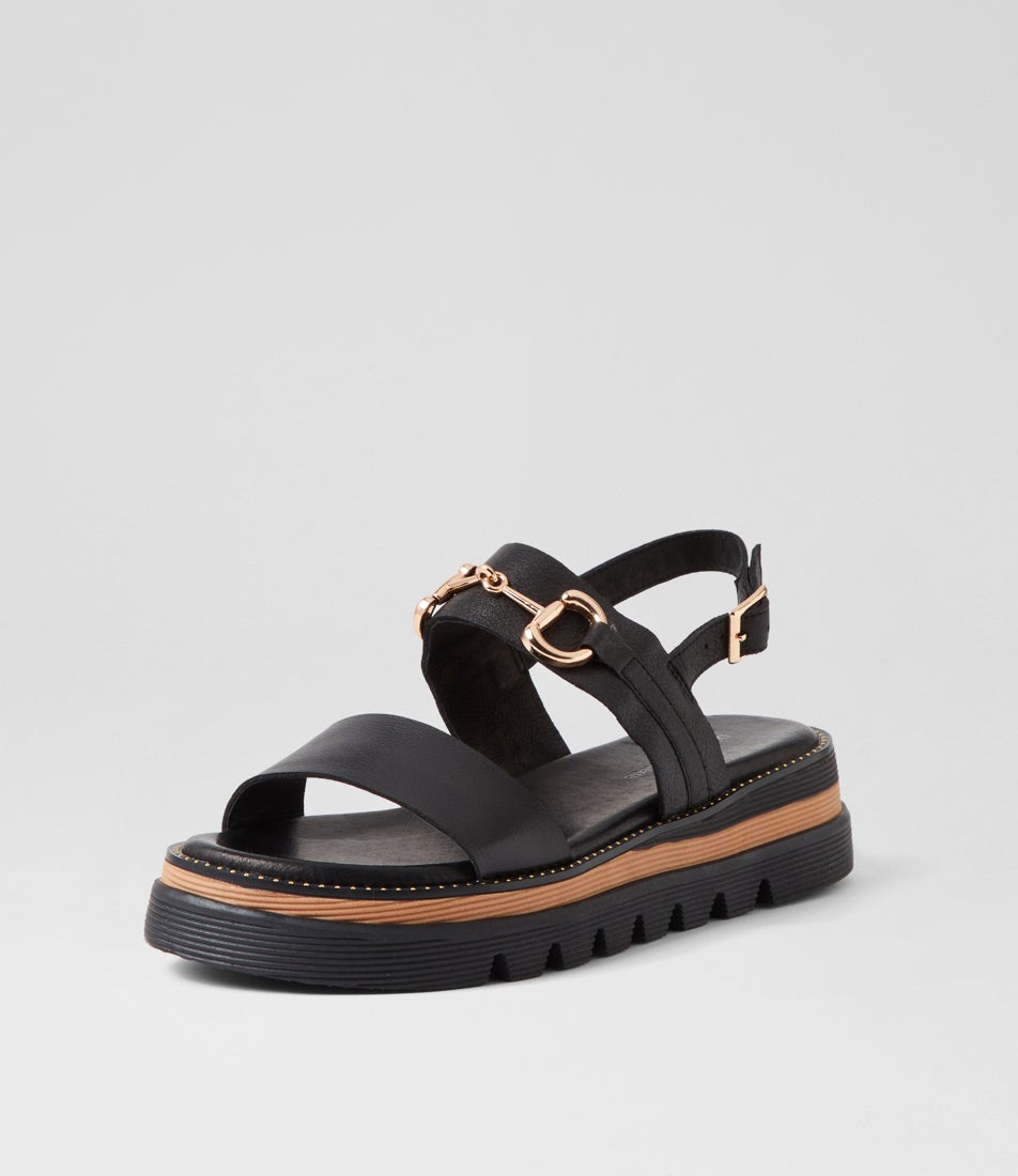 Sabri Black Leather Sandals