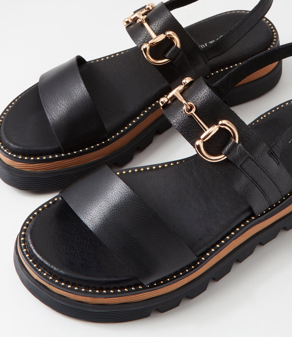 Sabri Black Leather Sandals