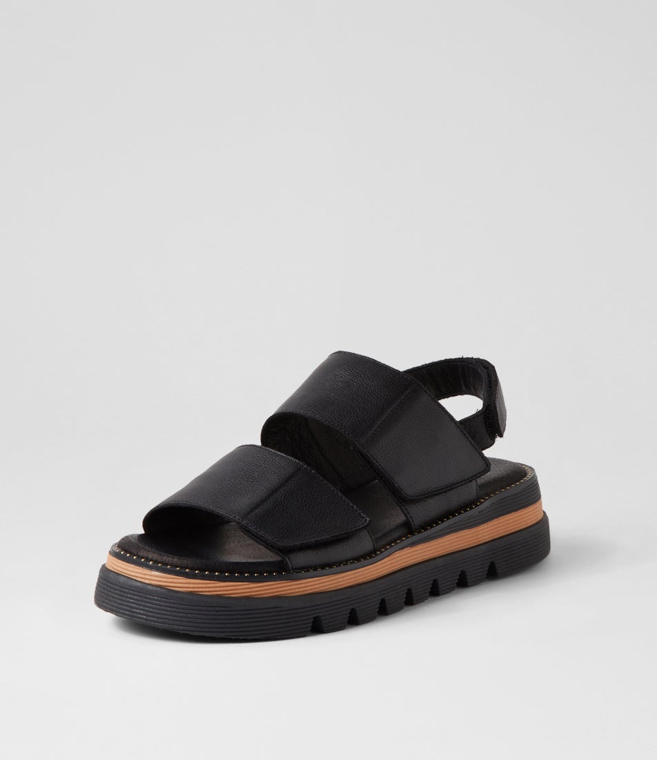 Soner Black Leather Sandals