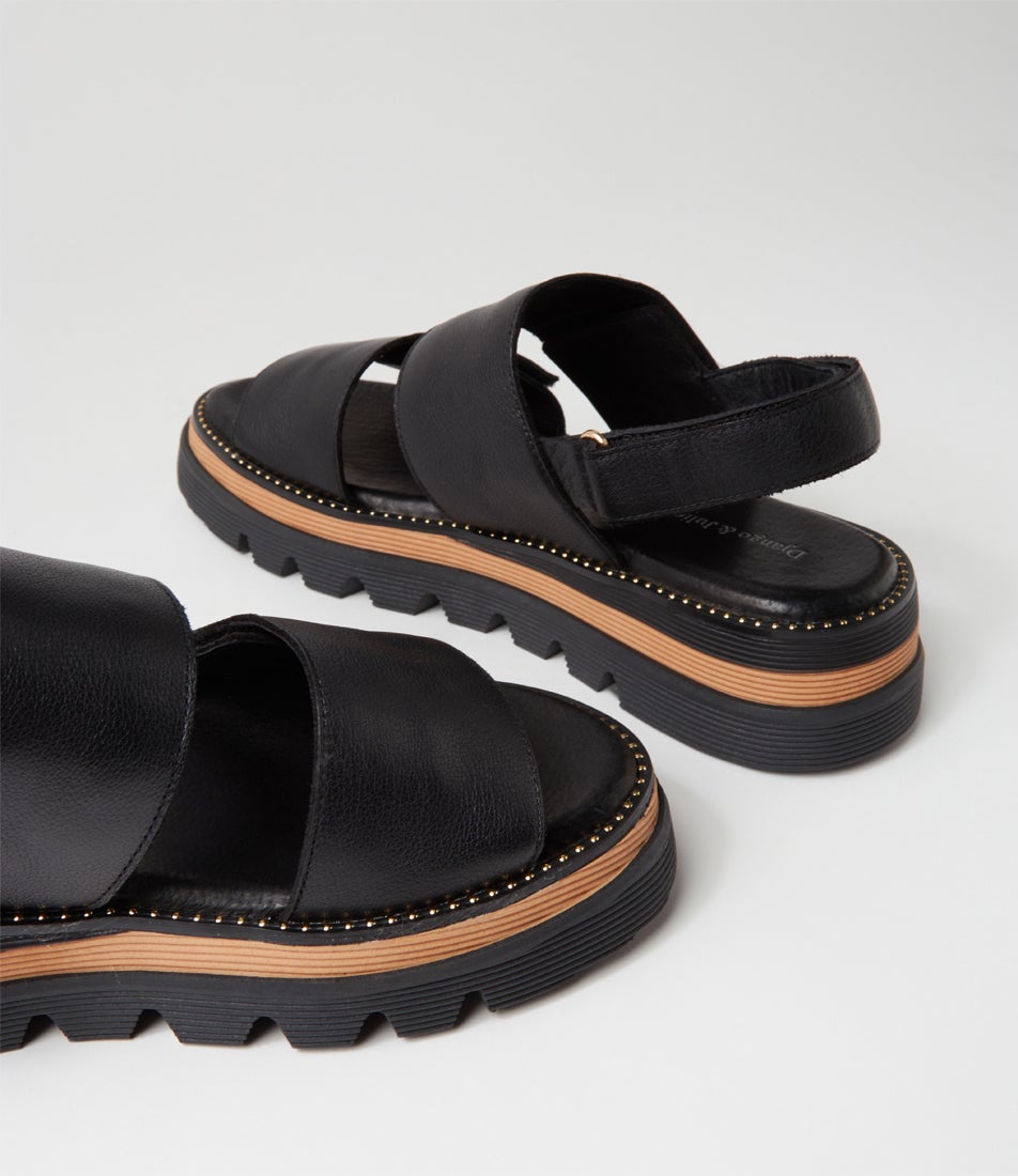 Soner Black Leather Sandals