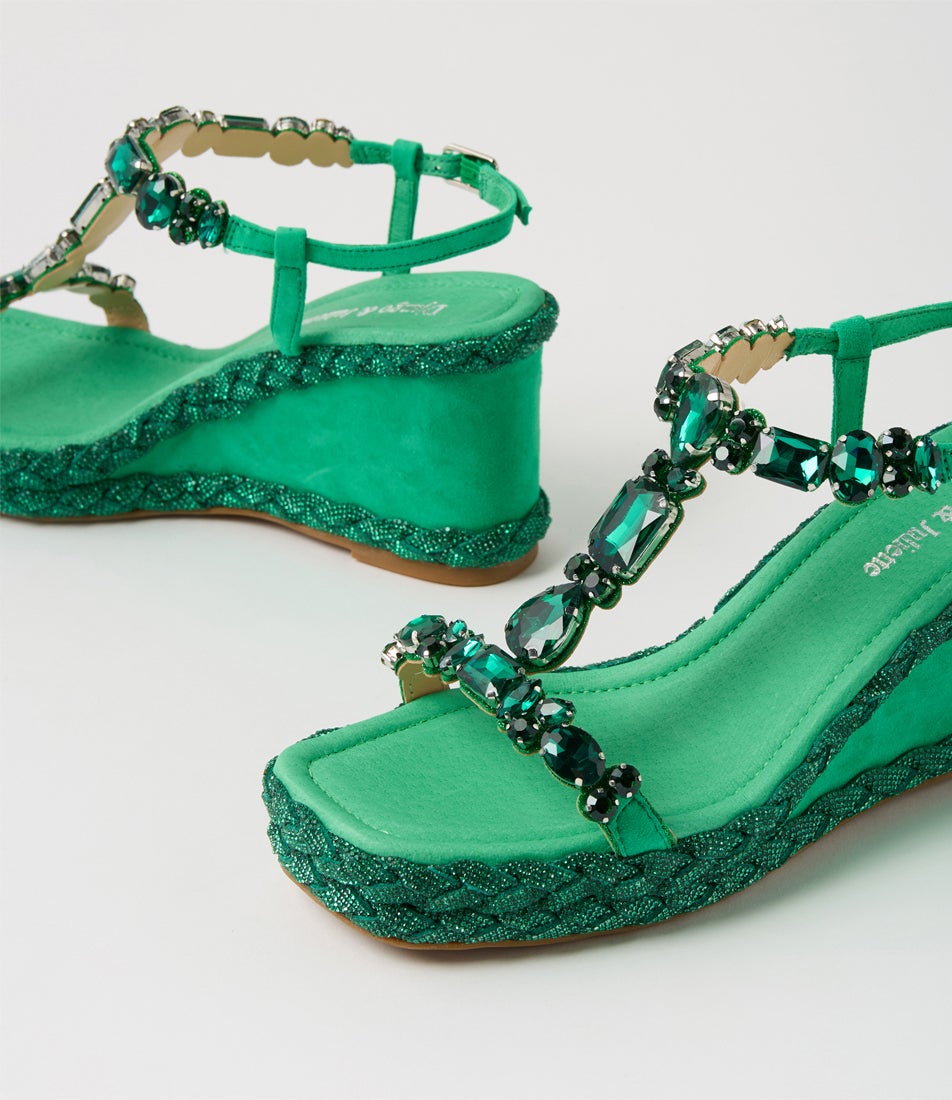 Vontey New Emerald Suede Jewels Sandals