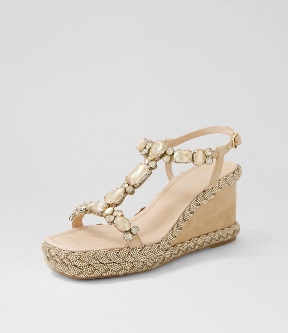 Vontey Latte Suede Jewels Sandals