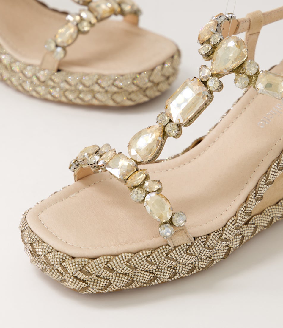 Vontey Latte Suede Jewels Sandals