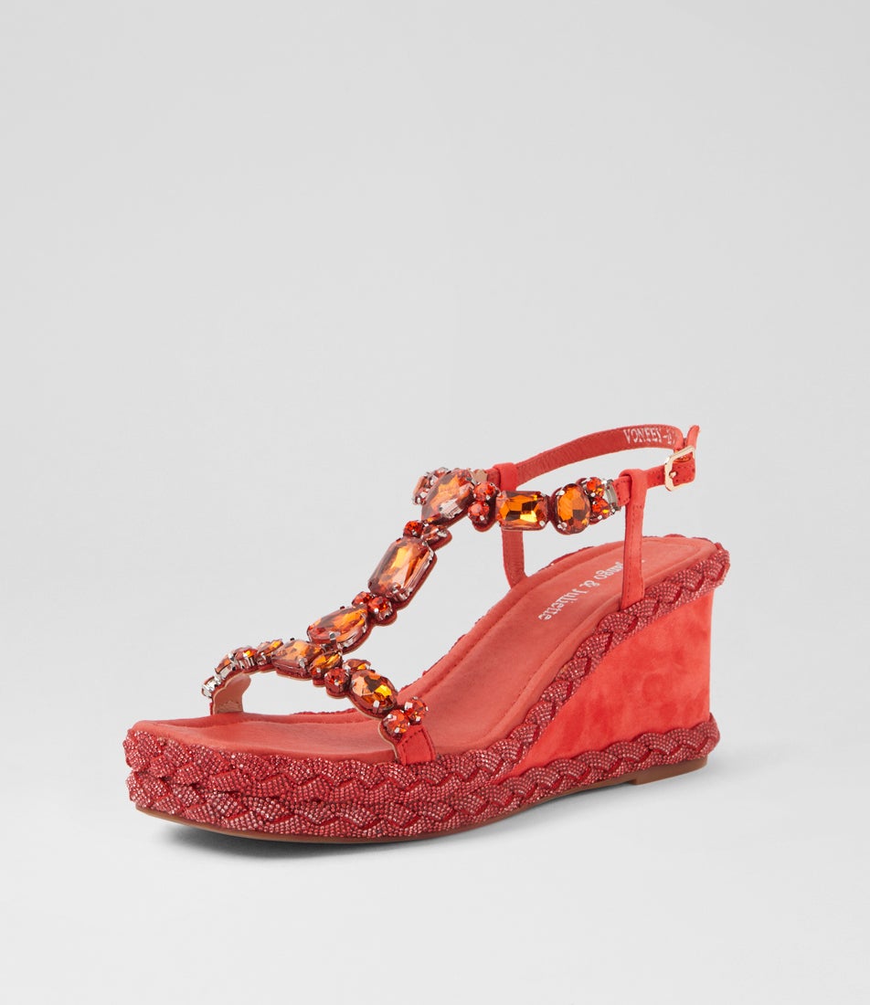 Vontey Coral Suede Jewels Sandals