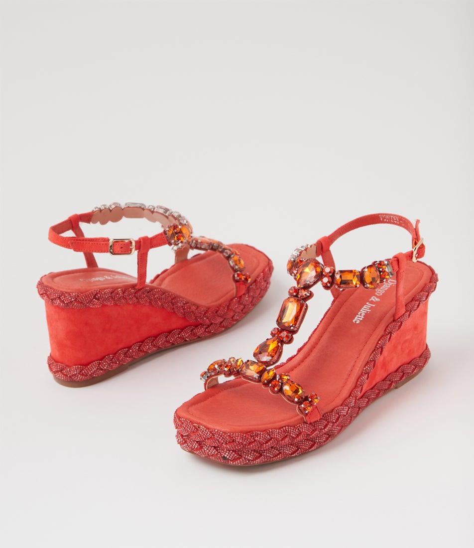Vontey Coral Suede Jewels Sandals
