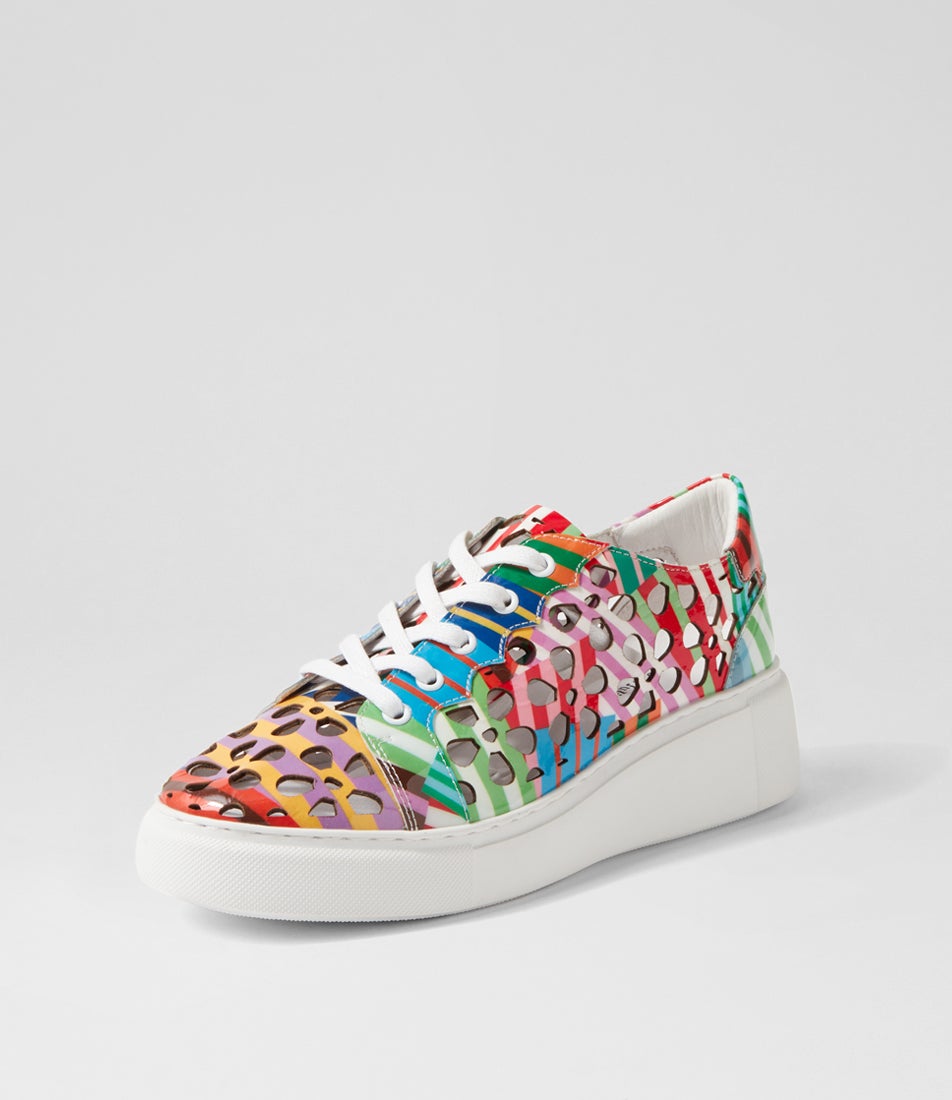 Yarry Stripe White Patent Leather Sneakers