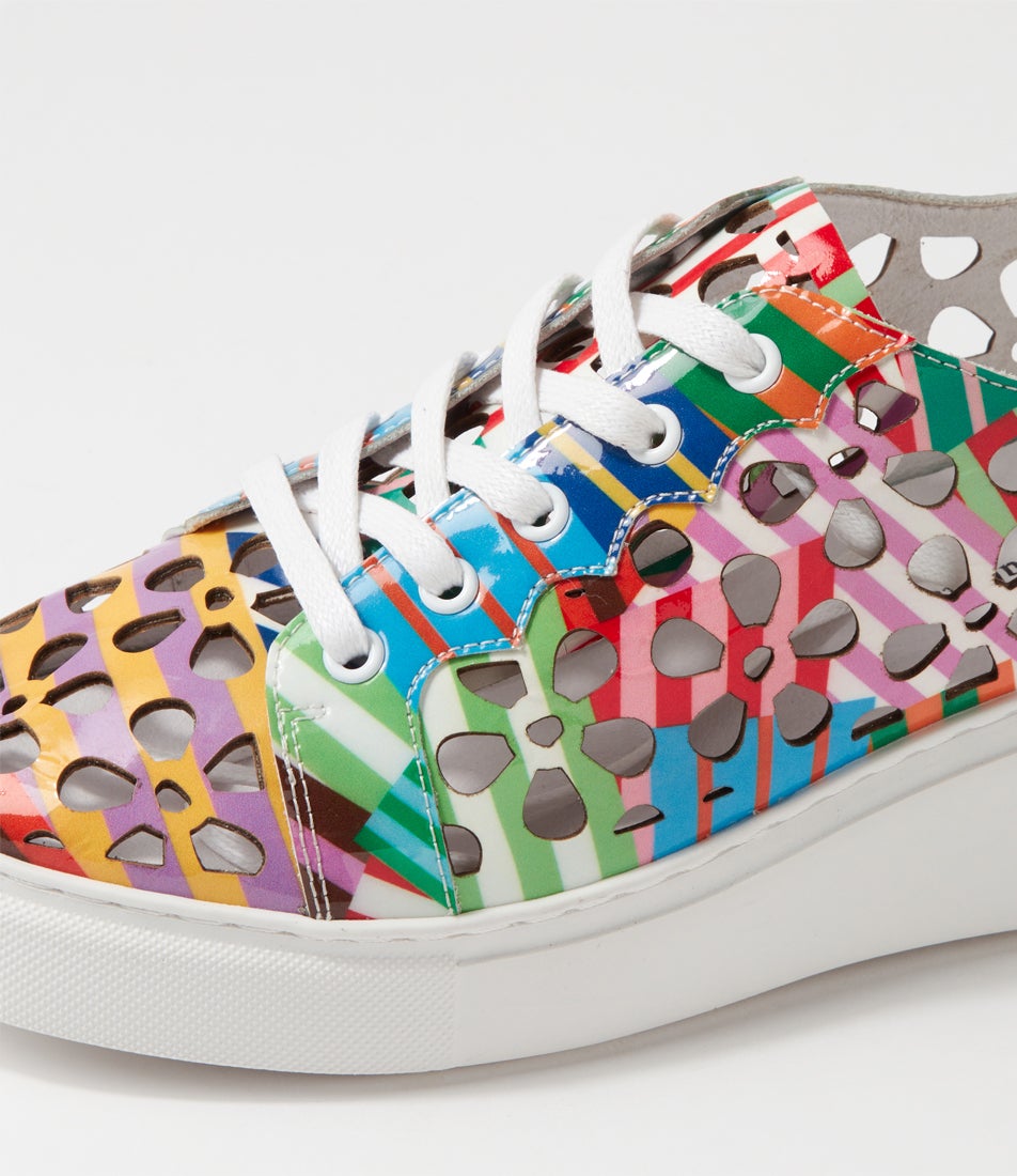 Yarry Stripe White Patent Leather Sneakers