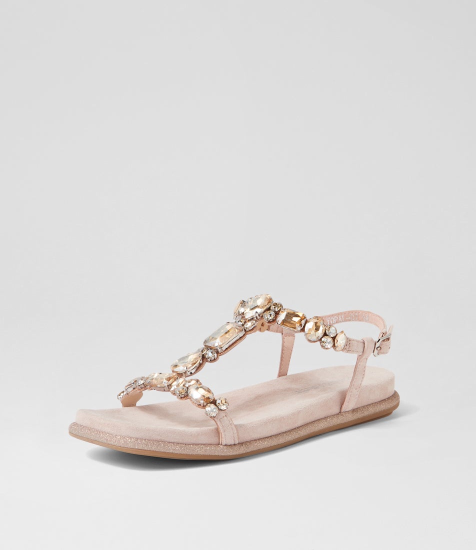 Yopal Nude Suede Jewels Sandals
