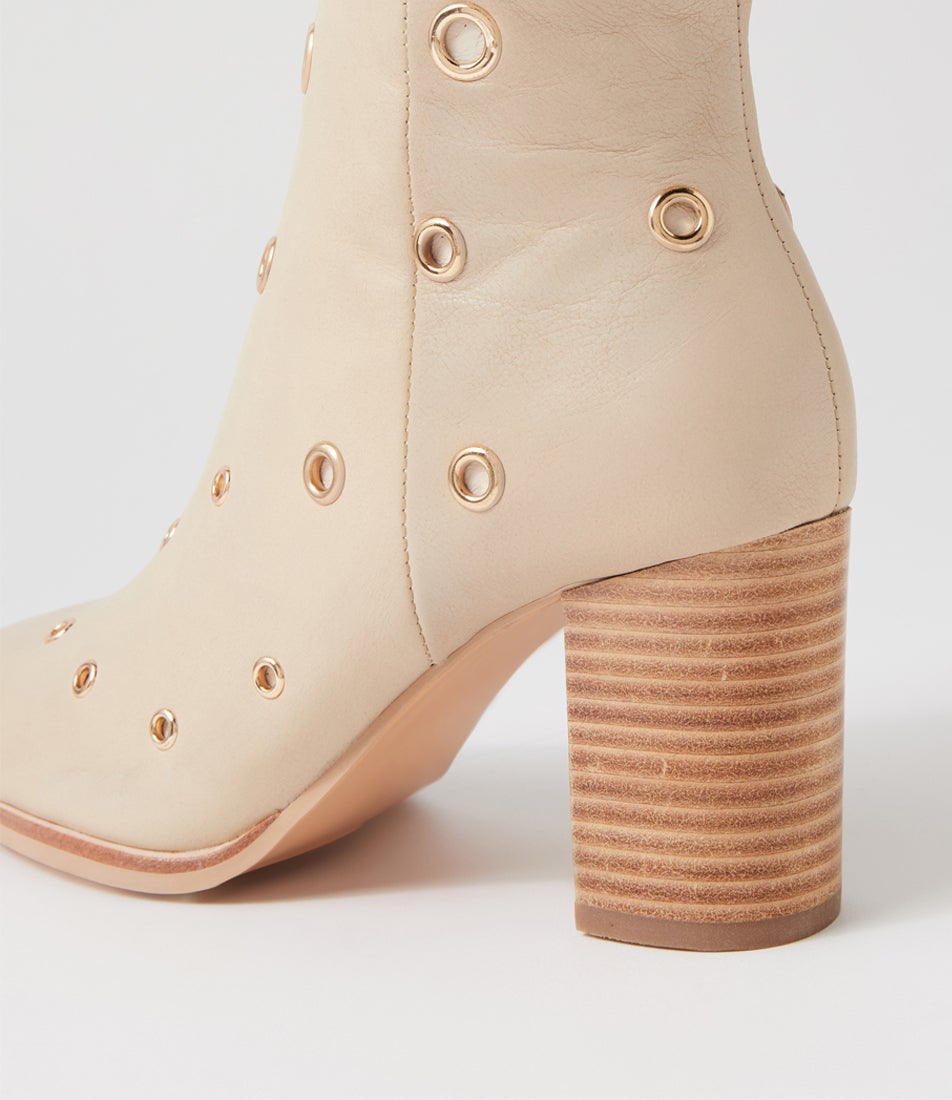 Akhila Almond Leather Knee High Boots