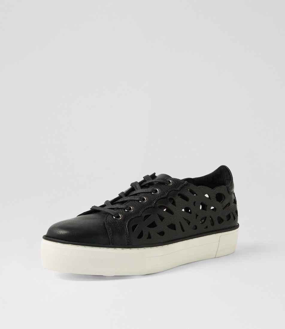 Flixx Black White Leather Sneakers