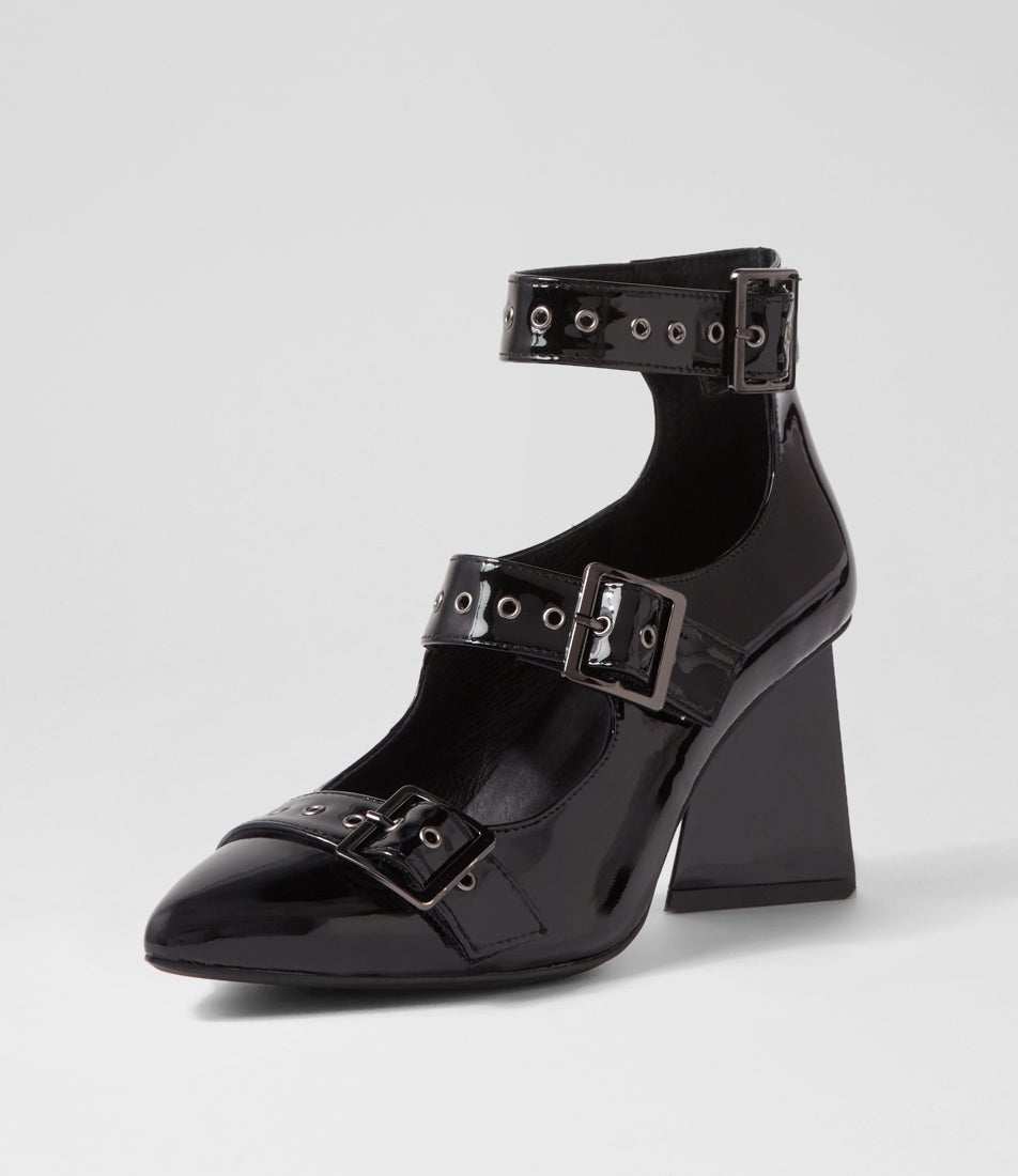 Hanann Black Patent Leather Heels