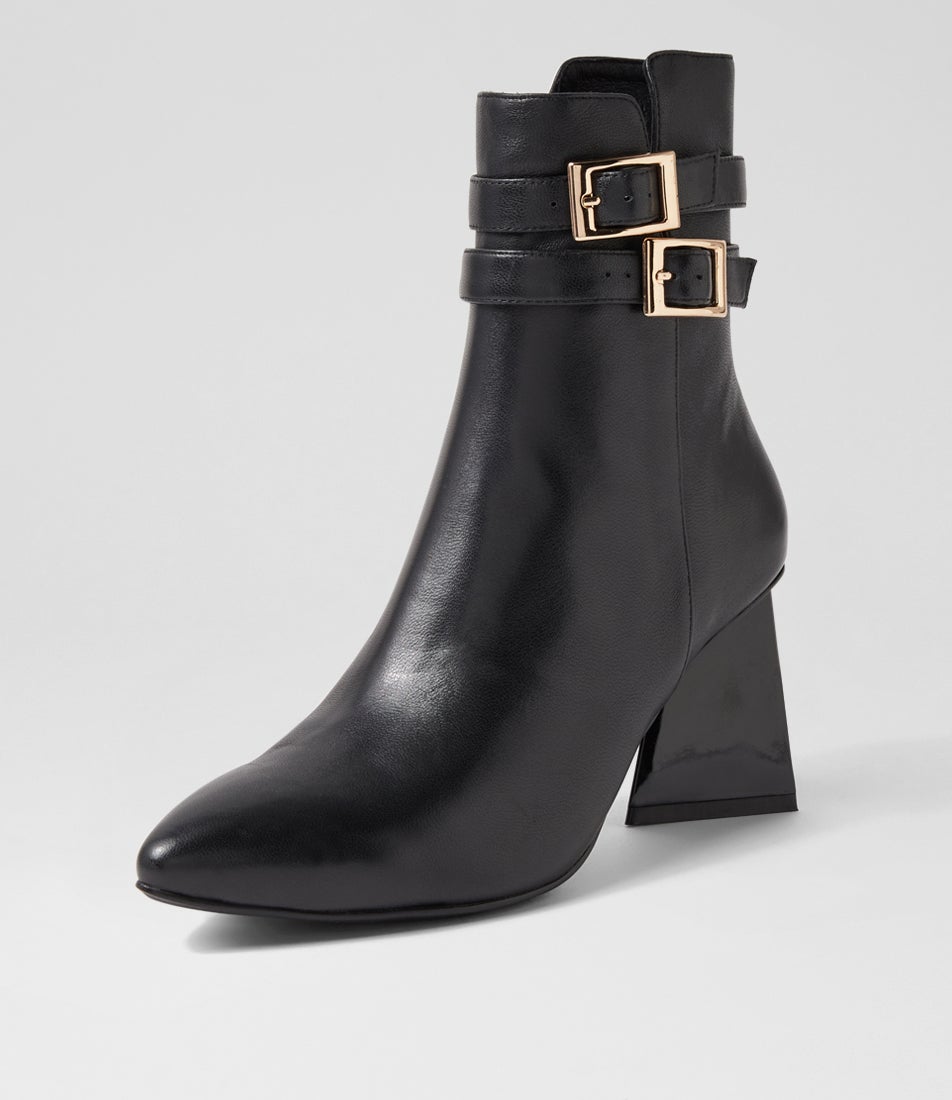 Haroun Black Leather Ankle Boots