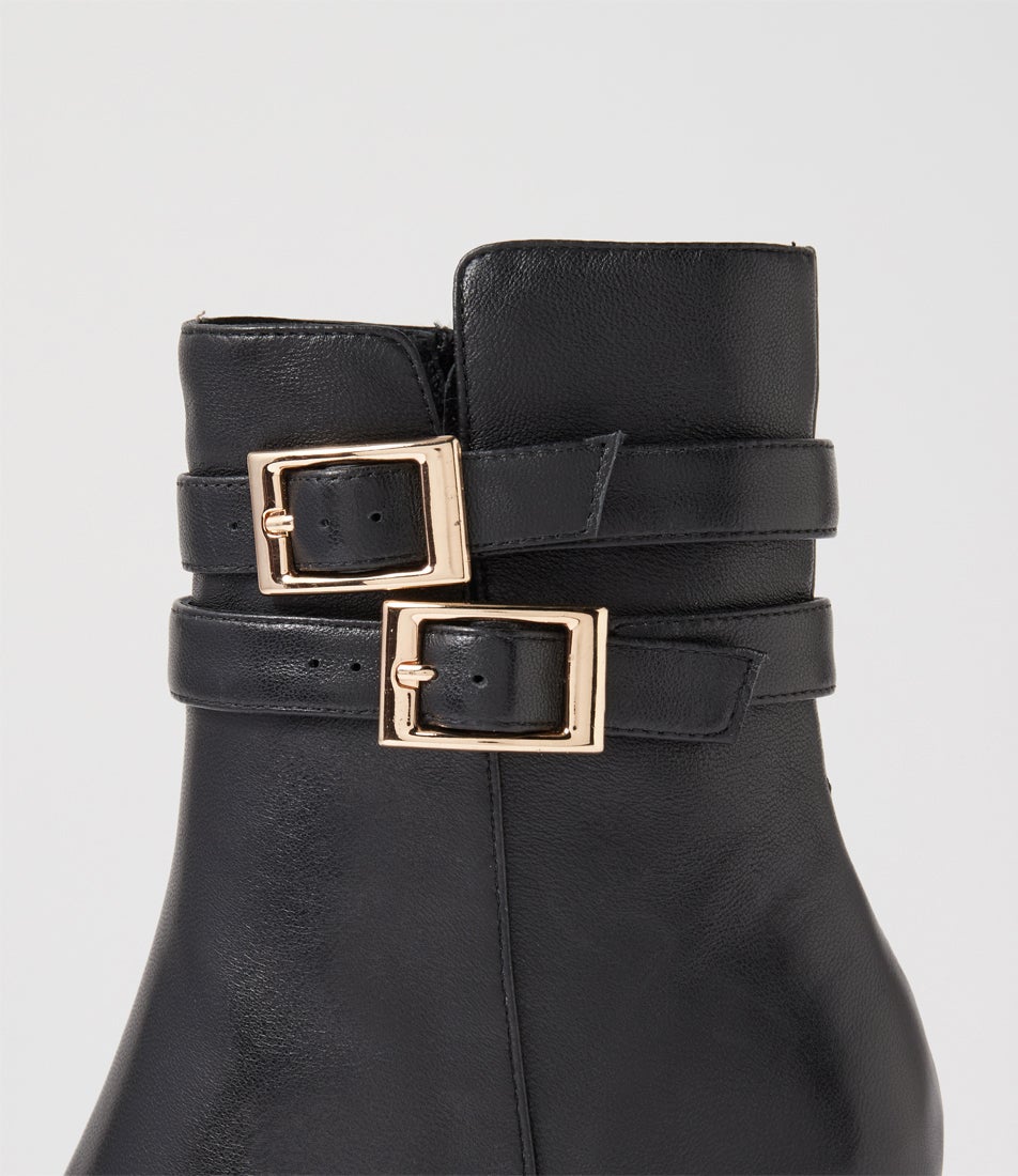 Haroun Black Leather Ankle Boots