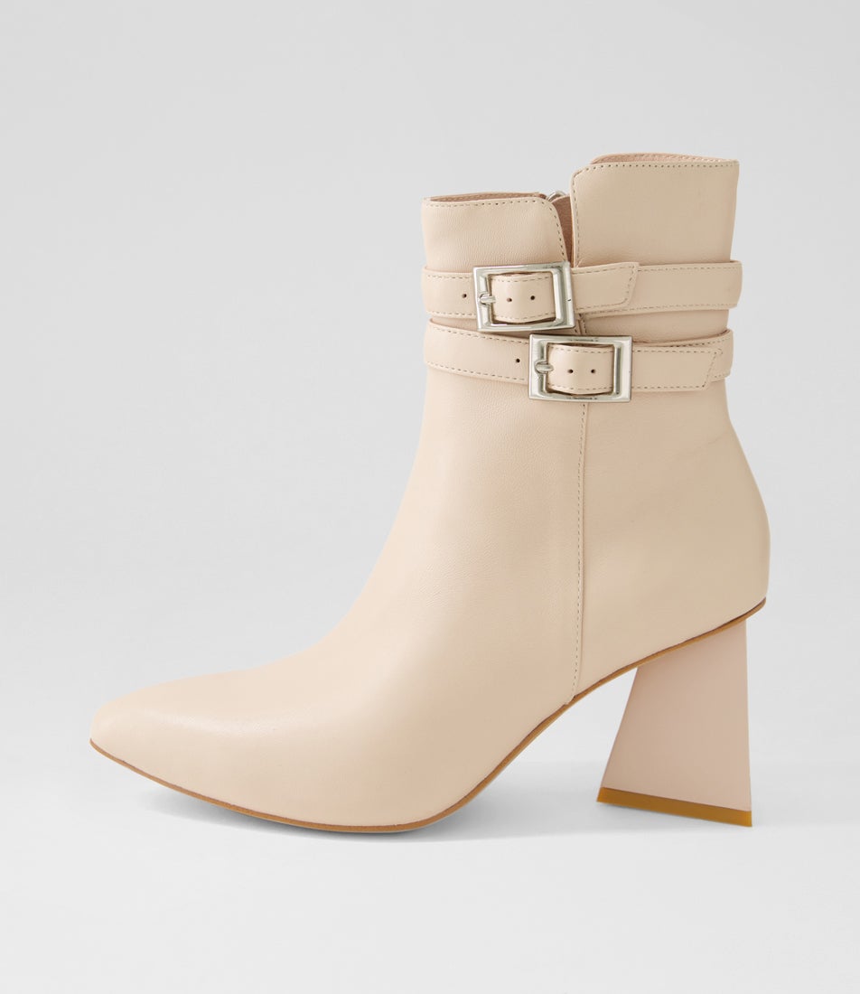 Haroun Nude Leather Ankle Boots