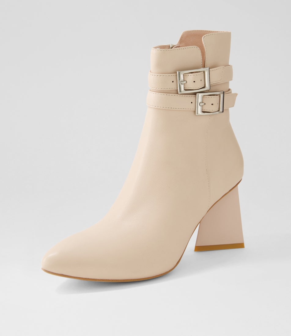 Haroun Nude Leather Ankle Boots